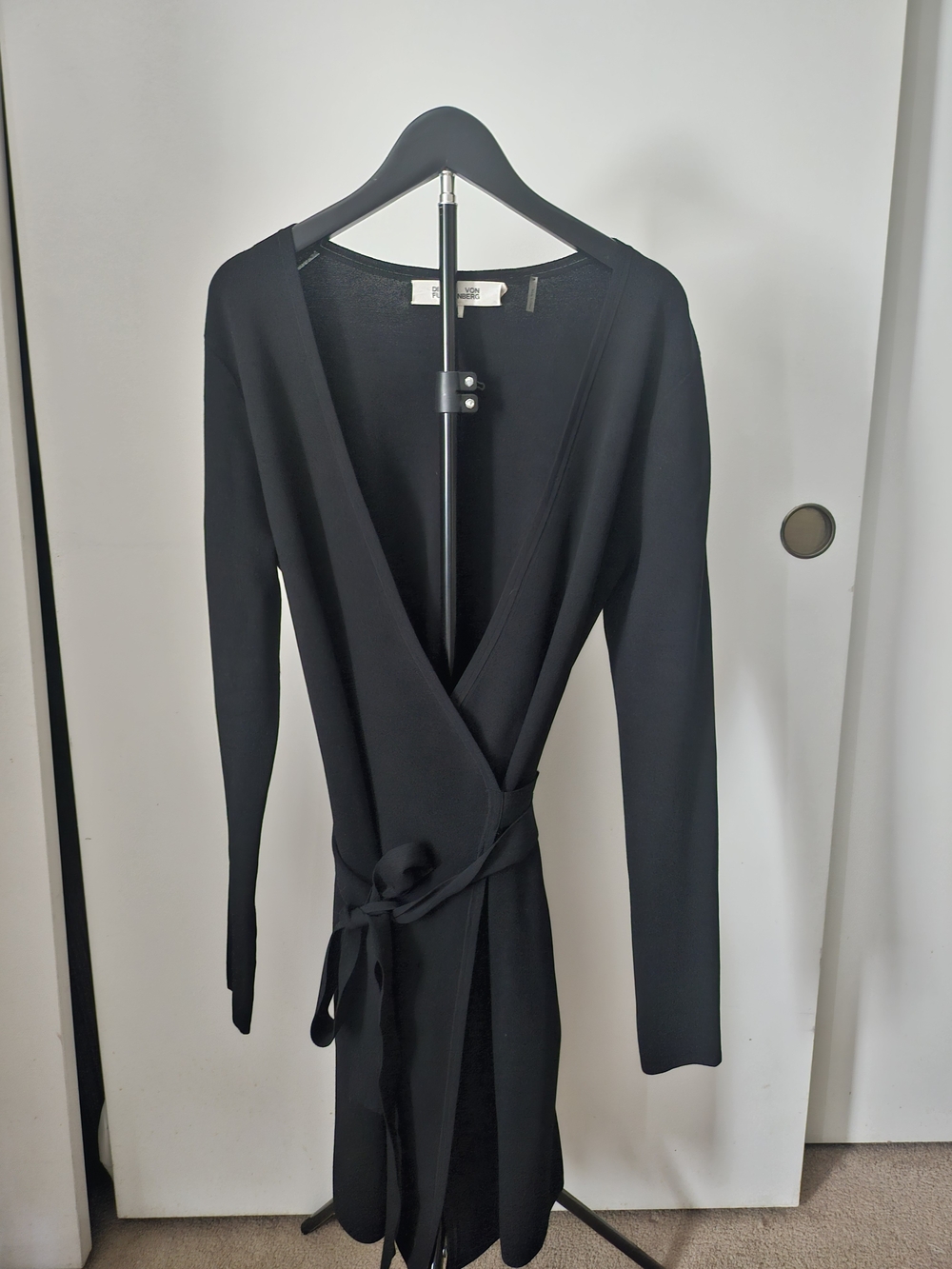 Diane Von Furstenberg Black Wrap Dress with Self Tie